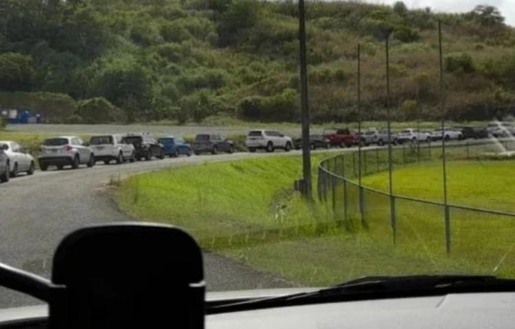 Panama - Drivers wait in line for swab tests