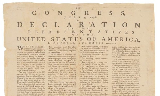 Earliest edition of US Declaration of Independence to go on sale